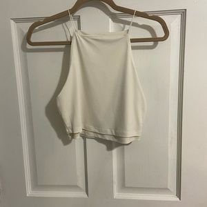 White high neck crop top